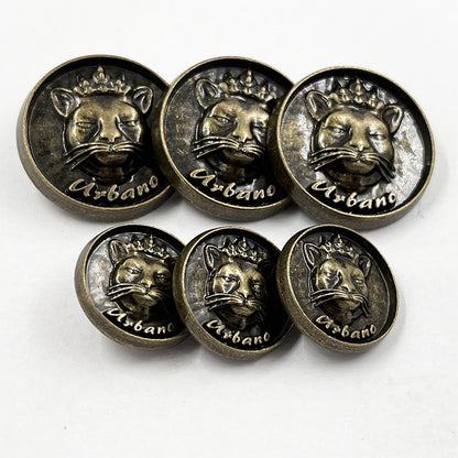 Botões de Costura Sólidos em Metal com Cabeça de Gato em Bronze de 18mm/25mm 50pcs