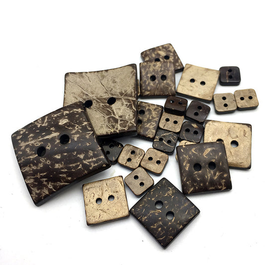 10-54mm Extra Large Coconut Shell Square Two Hole Buttons 30pcs