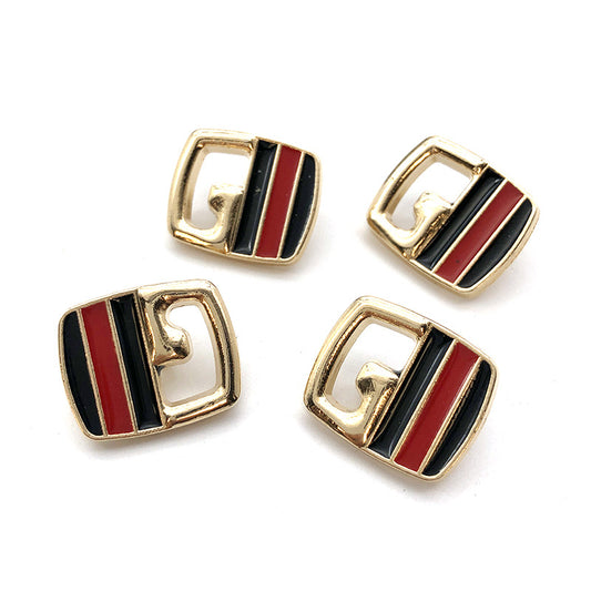 Black Red Striped Cardigan Metal Shank Buttons 20pcs