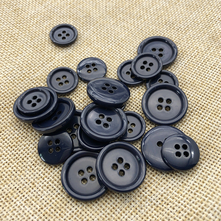 Botões de punho de resina de luxo azul marinho de 20mm com 4 furos, 100pcs