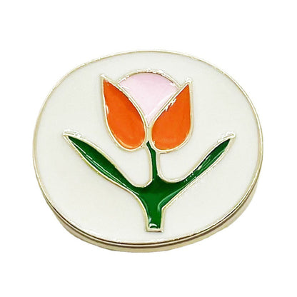 18MM Vintage Hand-Painted Oil-Drop Tulip Metal Buttons 20pcs