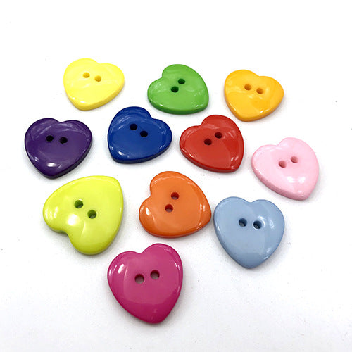 Boutons en bonbon en résine colorée en forme de cœur cartoon pour DIY, pack de 110