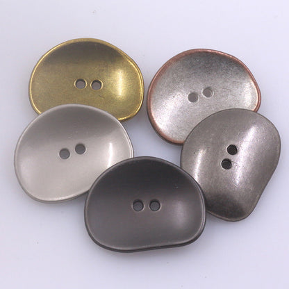 Boutons en métal irréguliers à deux trous en nickel or antique, pack de 90