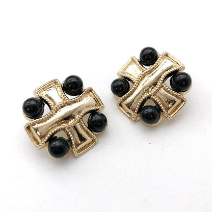 Botones de costura de metal con perla en forma de cruz de 24 mm en color oro y gunmetal, 12 piezas