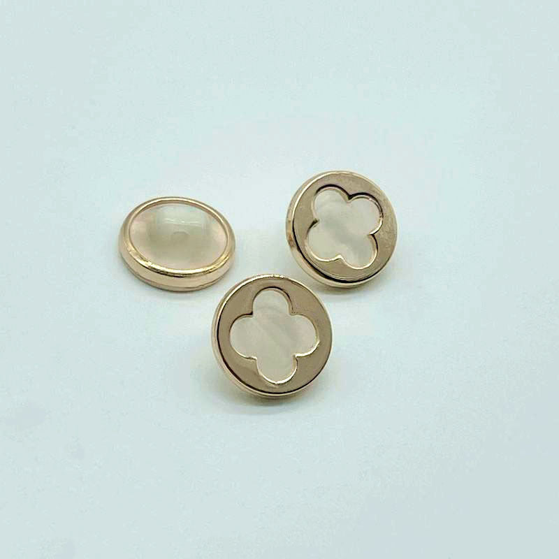 11.5mm Four-Leaf Clover Pearlized Metal Shank Buttons 30PCS