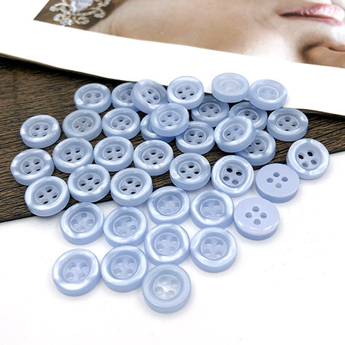 Boutons de chemise ronds bleus à quatre trous de 11,5 mm pour hommes et femmes, 100 pièces