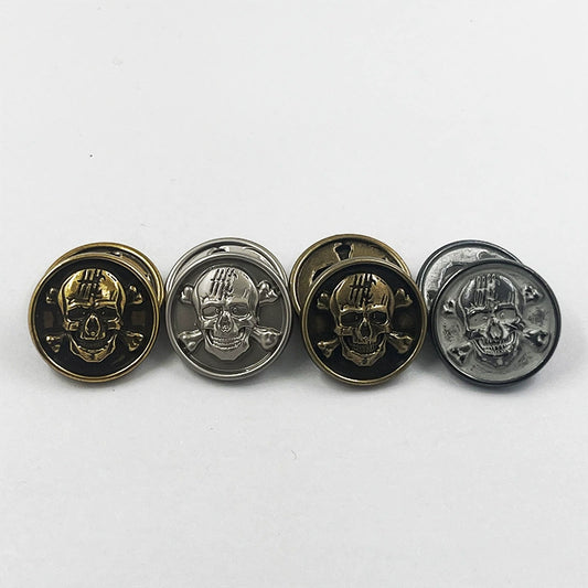 Botões de Metal Decorativos em Forma de Caveira Vintage de 18mm - Pacote com 100