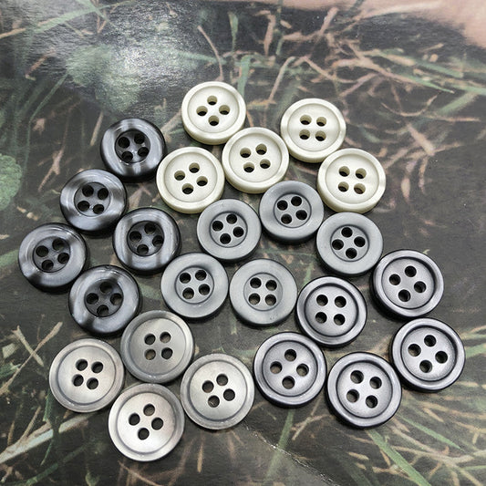 Boutons ronds en résine grise de 11,5 mm avec 4 trous, 100 pièces