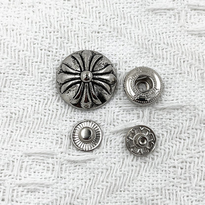 18/22mm Bottoni a pressione in metallo nero e argento per giacche, confezione da 100