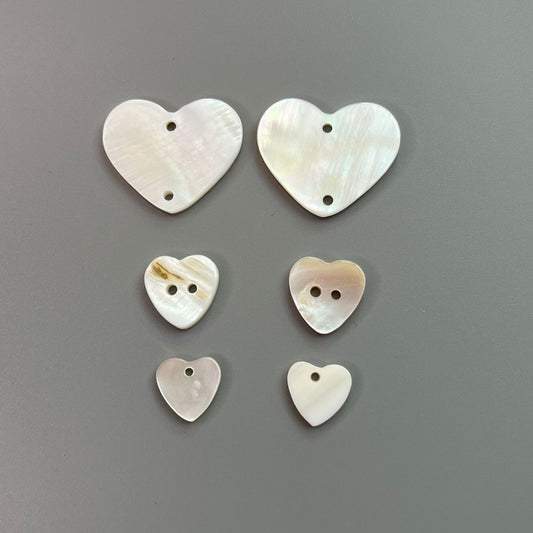 10/18/22mm Pure White Heart Shaped Shell Buttons 30 Pack