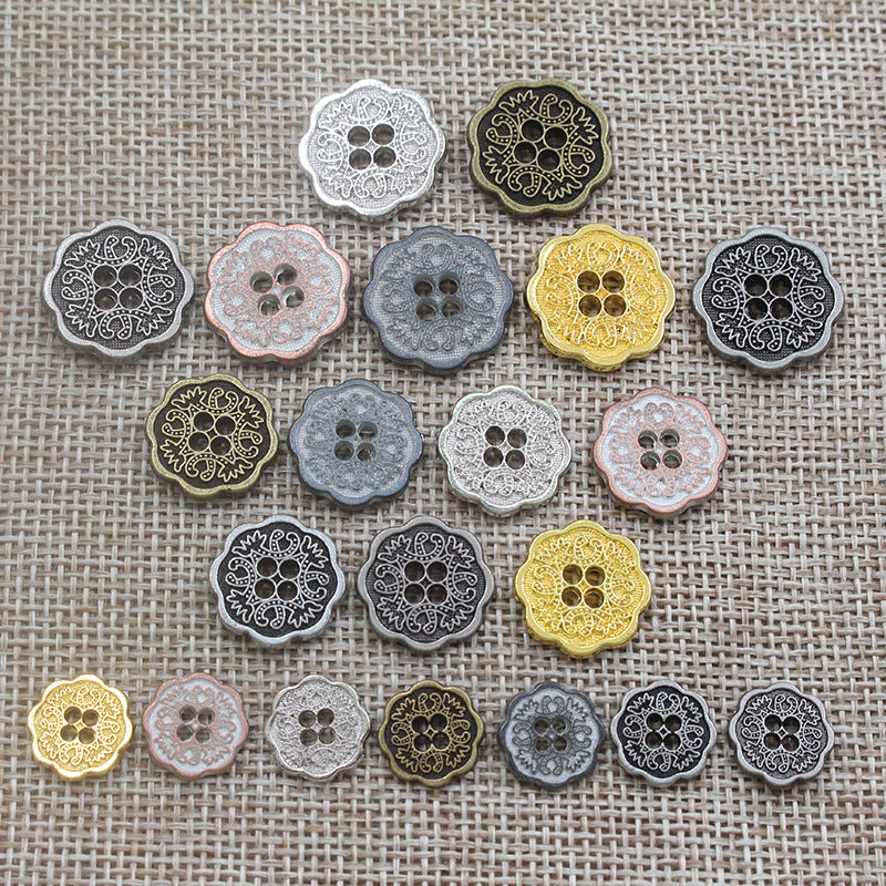 Vintage Floral 4 Holes Alloy Buttons for Clothing and Knitwear 315pcs