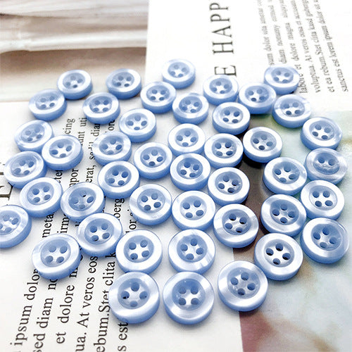 10mm Sky Blue Round Four-Hole Shirt Buttons for Men and Women 100pcs