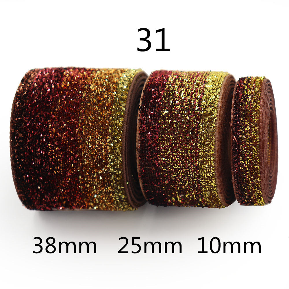 10/25/38mm Gradient Chenille Ribbon with Sparkle 3 Sizes Pack