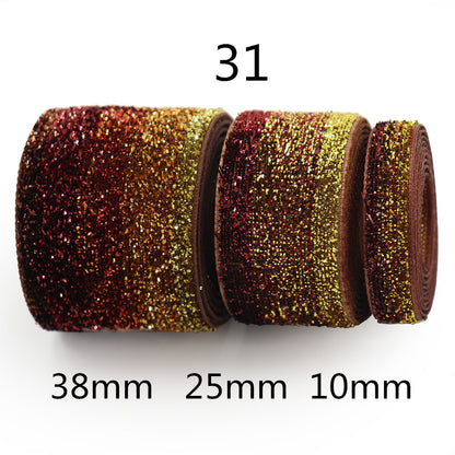 10/25/38mm Gradient Chenille Ribbon with Sparkle 3 Sizes Pack