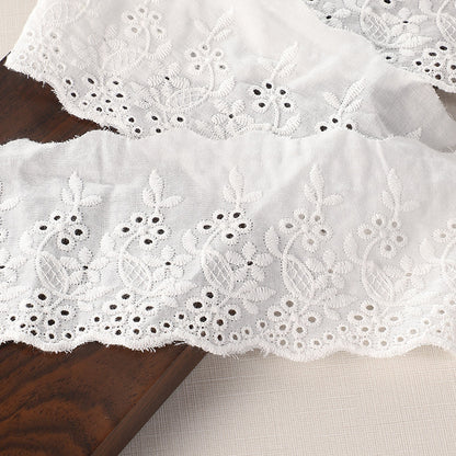 70mm Cotton Lace Trim with Embroidered Details for Clothing 10 Yards