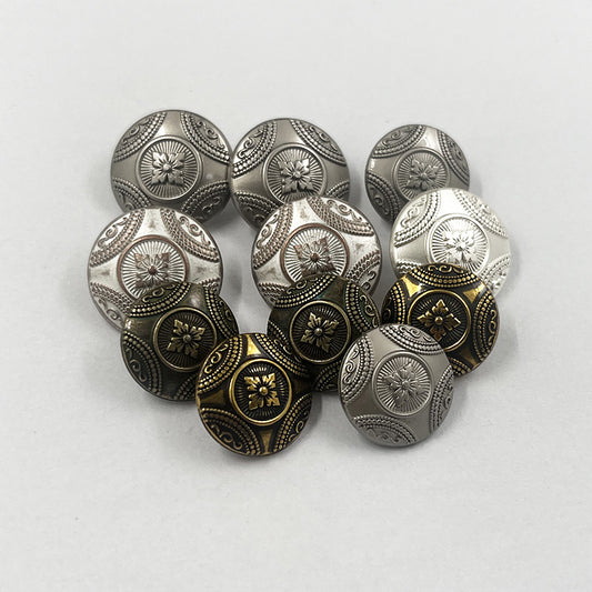 15mm 18mm Chinese Vintage Flower Pattern Metal Shank Buttons 50pcs