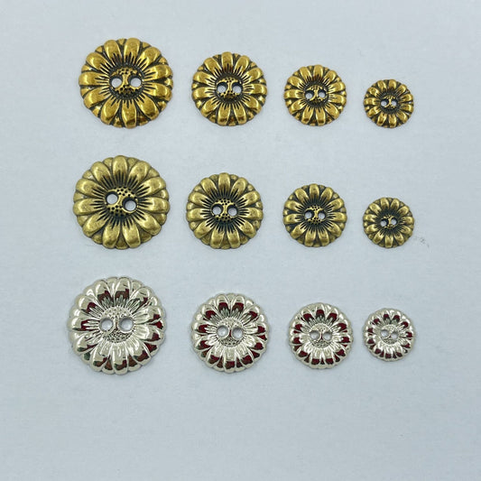 Antique Bronze Sunflower Two-Hole Sewing Buttons 120 Pack