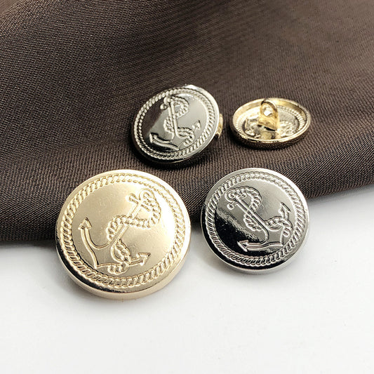 Boutons de manteau en métal avec motif d'ancre nautique de 15-25 mm, 20 pièces