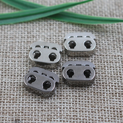 15mm Silver Zinc Alloy Double Hole Adjustable Cord Lock 100pcs