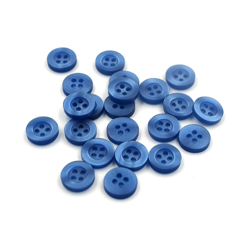 Botones de camisa redondos de cuatro agujeros de 10 mm en azul cielo para hombres y mujeres, 100 piezas