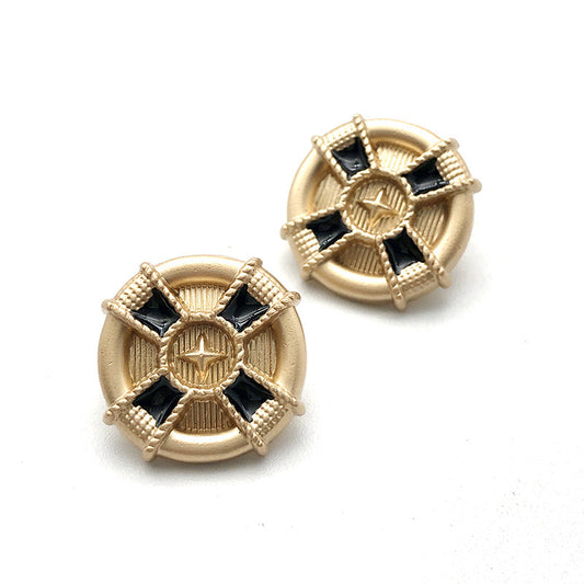 Bottoni in metallo a forma di fiore a quattro petali rotondi in oro da 17 mm, 20 pezzi