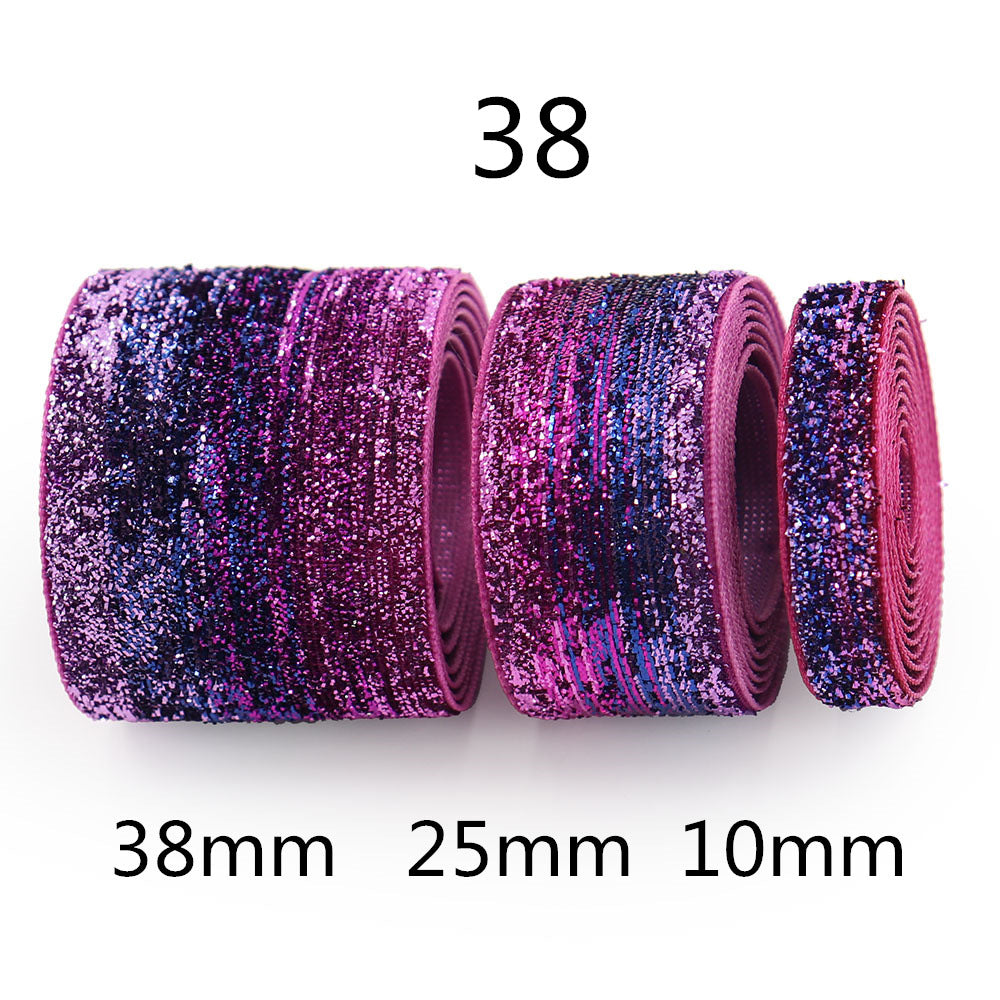 10/25/38mm Gradient Chenille Ribbon with Sparkle 3 Sizes Pack