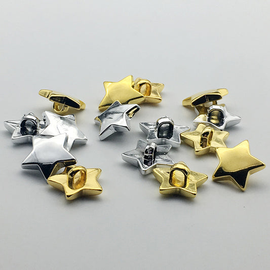 10/15/18mm Gold Silver Star Plastic Shank Buttons 50pcs