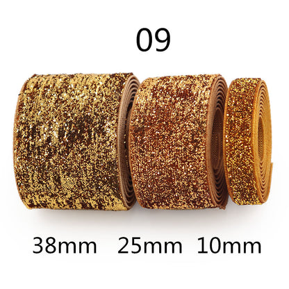 10/25/38mm Gradient Chenille Ribbon with Sparkle 3 Sizes Pack