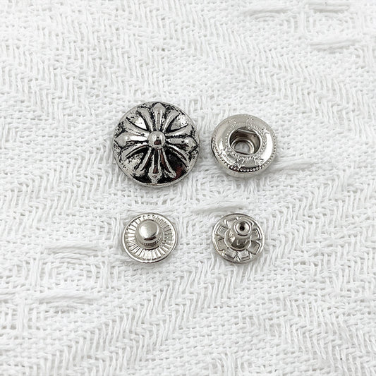 18/22mm Silver Black Metal Snap Buttons Fasteners for Jackets 100 Pack