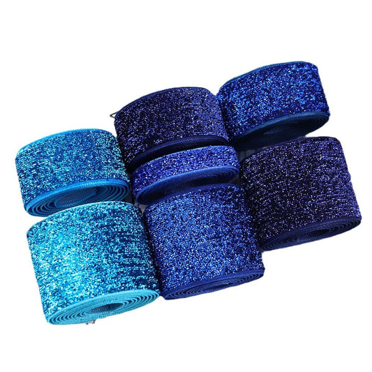 Ruban en chenille dégradé 10/25/38 mm avec paillettes, pack de 3 tailles