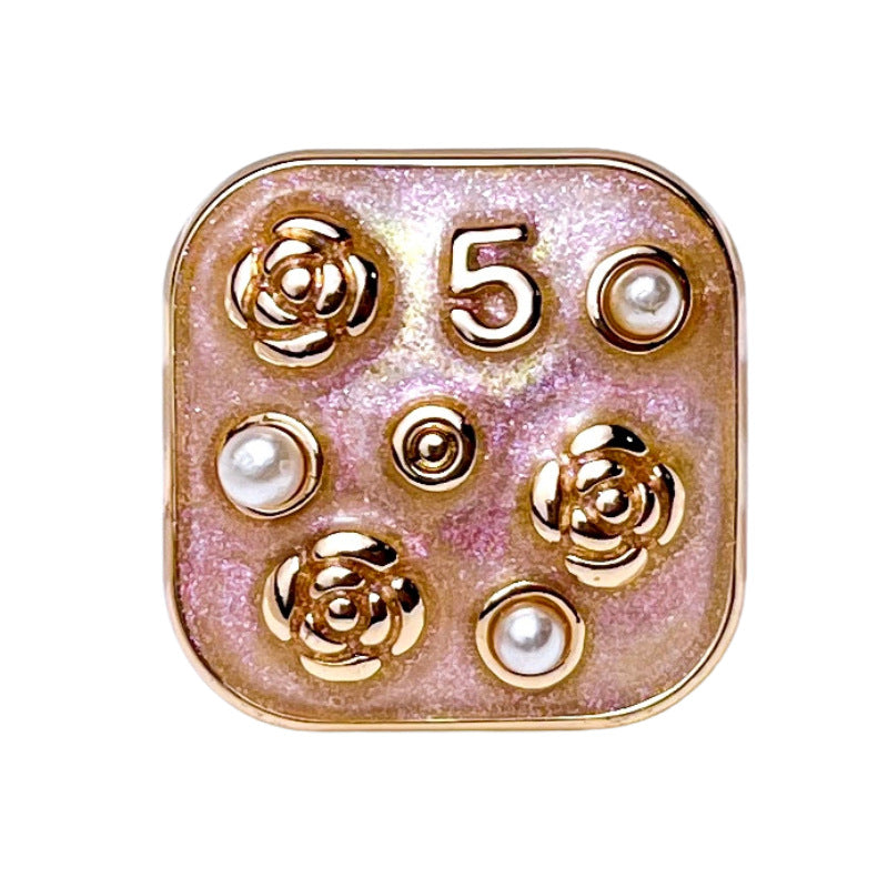 Bouton de couture en métal en forme de fleur perle, carré de 21 mm, numéro 5, 10 pièces