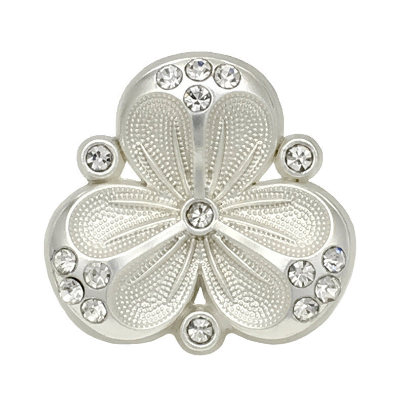 Luxury Diamond Three-Petal Flower Metal Shank Buttons 10pcs