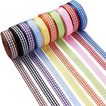 6/10/16/25/38mm Knitted Checkered Ribbon 10 Colors Set