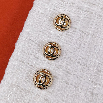 18/23MM Rose Gold Double Ring Pearl Metal Buttons 10pcs