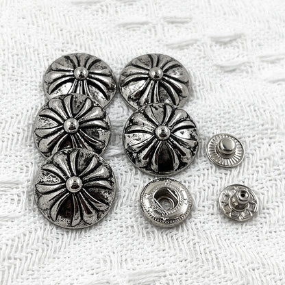 18/22mm Bottoni a pressione in metallo nero e argento per giacche, confezione da 100