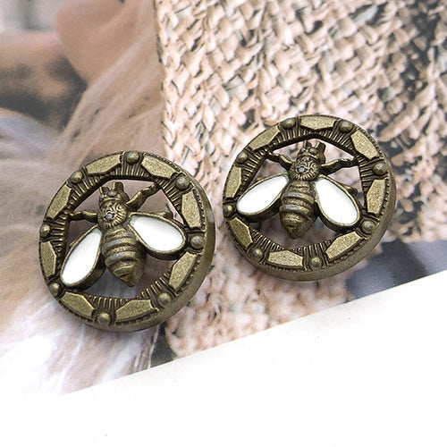 Boutons de manteau en métal à tige creuse ronde de 23 mm motif abeille 20 pièces