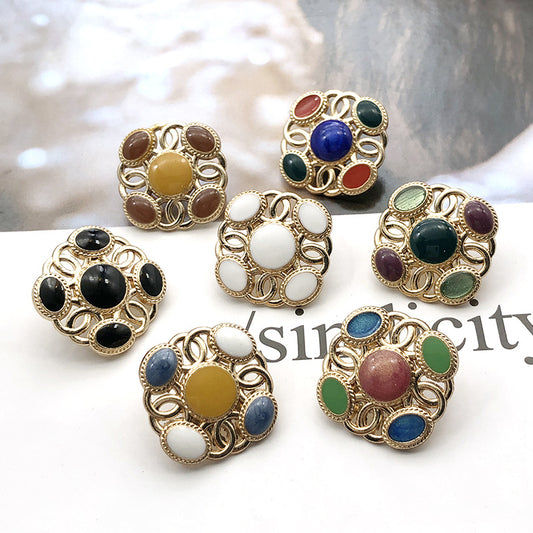 20mm Square Metal Pearl Shank Buttons for Women's Cardigans 20pcs