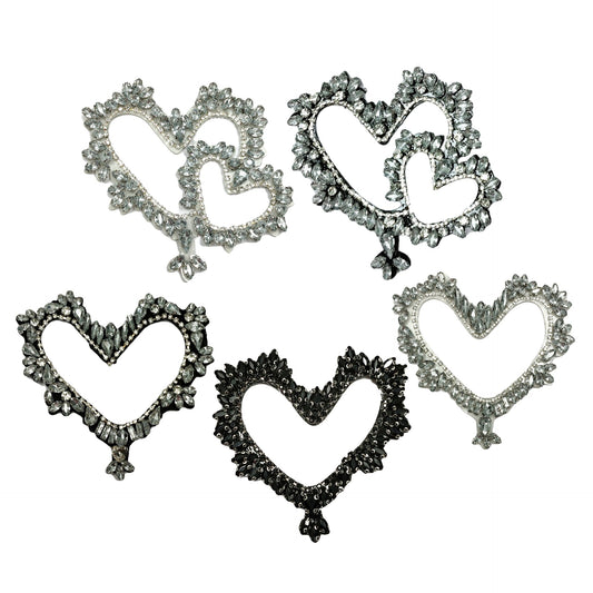 Hollow Heart Diamond Marquise Hand-beadete Acryl-Applikation 5er-Pack