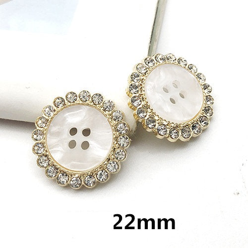 22mm Metalen Parel Rhinestone Ronde Decoratieve Knopen voor Jassen 12st.