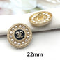 22mm Metalen Parel Rhinestone Ronde Decoratieve Knopen voor Jassen 12st.