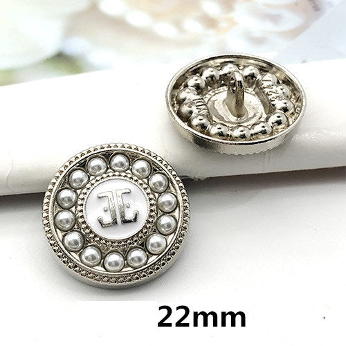 22mm Metalen Parel Rhinestone Ronde Decoratieve Knopen voor Jassen 12st.