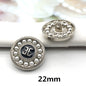 22mm Metalen Parel Rhinestone Ronde Decoratieve Knopen voor Jassen 12st.