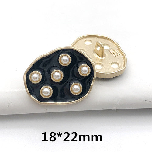 22mm Metalen Parel Rhinestone Ronde Decoratieve Knopen voor Jassen 12st.