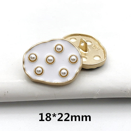 22mm Metalen Parel Rhinestone Ronde Decoratieve Knopen voor Jassen 12st.