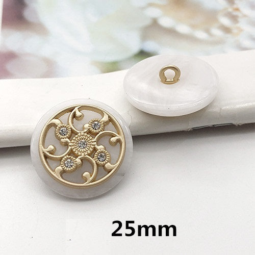 25mm Metal Pearl Rhinestone Round Shank Buttons for Sweaters 12PCS