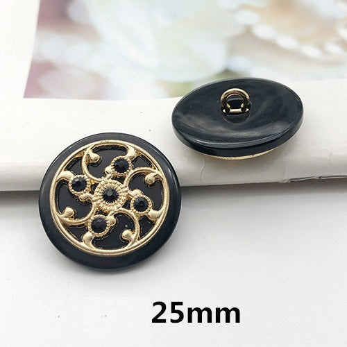 25mm Metal Pearl Rhinestone Round Shank Buttons for Sweaters 12PCS