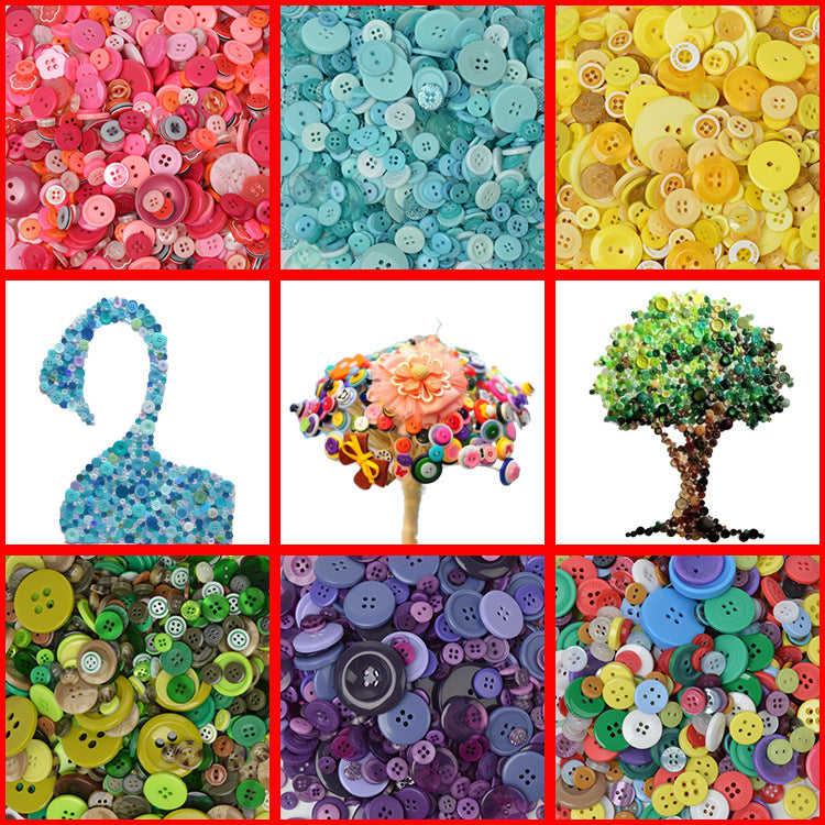 400-600 Piece Colorful Resin DIY Craft Button Set