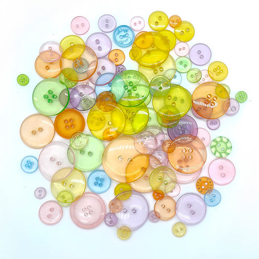 400-600 Piece Assorted Size Colorful Transparent DIY Craft Resin Buttons