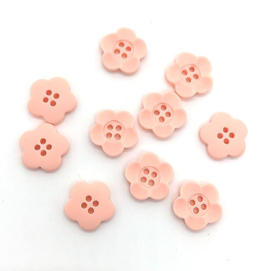 Botões em Forma de Flor Matte Rosa 27L com Quatro Furos 60pcs