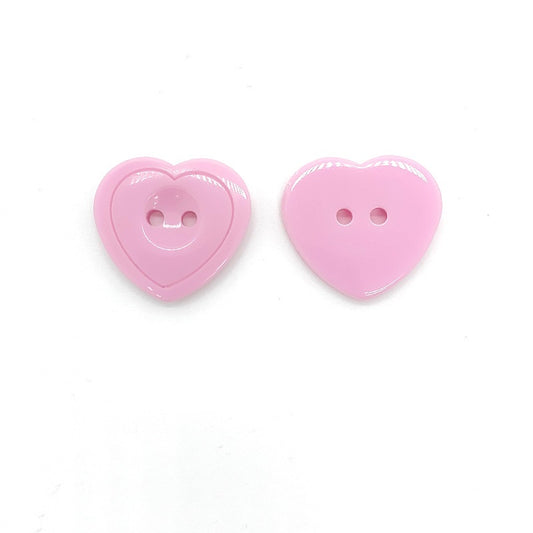 36L Pink Two-Hole Heart Shaped Resin Craft Buttons 60pcs